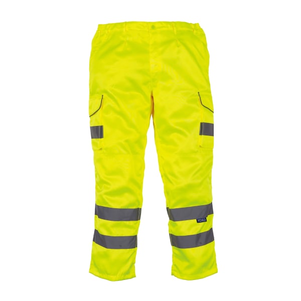 Yoko Hi Vis Polycotton Cargo Byxor Med Knäskyddsficka För Herr Yellow 34R