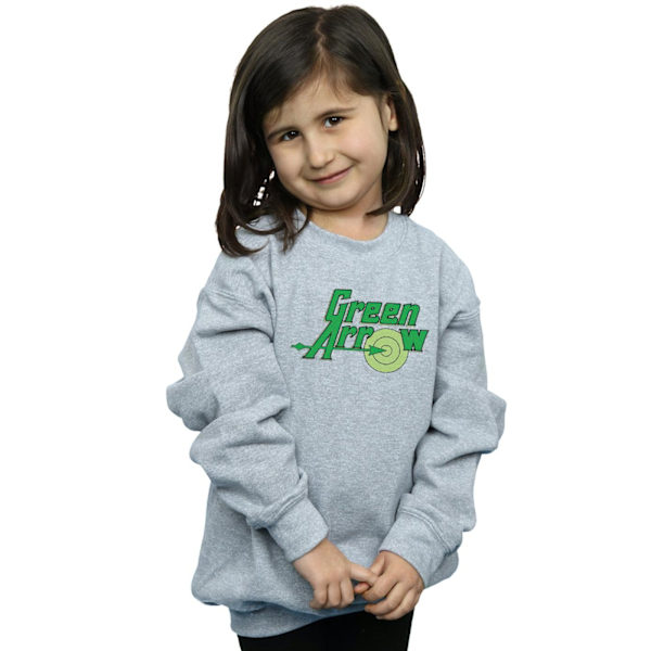 DC Comics Girls Green Arrow Text Logo Sweatshirt 5-6 år Spor Sports Grey 5-6 Years