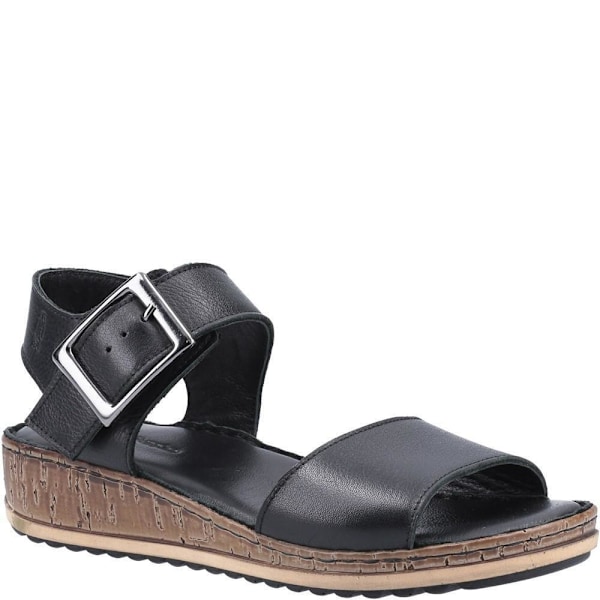 Hush Puppies Dam/Kvinna Ellie Läder Kilklack Sandaler 5 UK Bla Black 5 UK