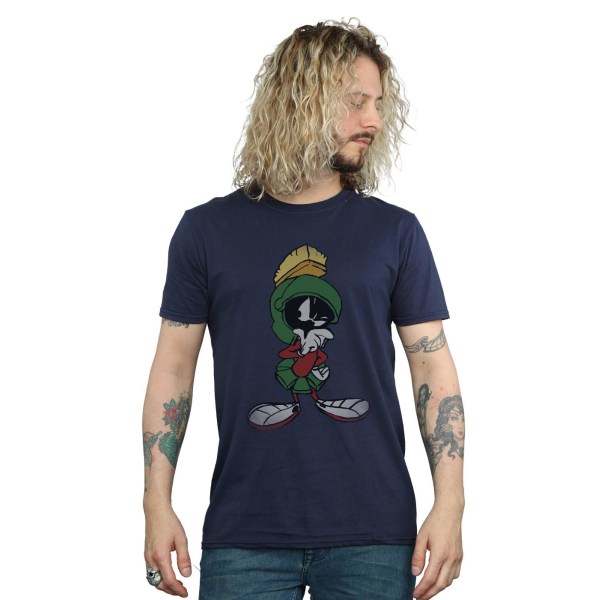 Looney Tunes Mens Marvin The Martian Pose T-shirt i bomull M Marinblå Navy Blue M
