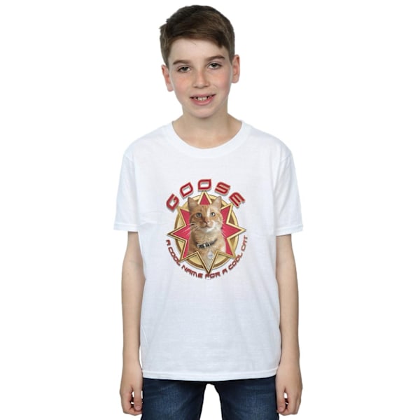 Marvel Boys Captain Marvel Goose Cool Cat T-shirt 5-6 år Vit White 5-6 Years