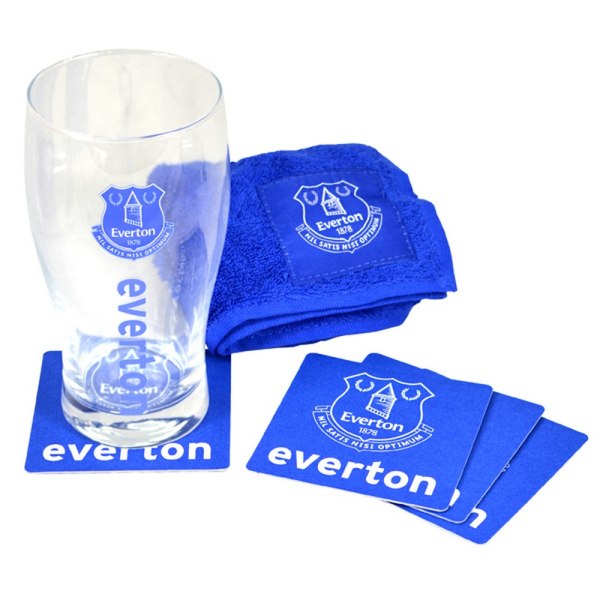 Everton FC Official Wordmark Mini Football Bar Set (Pint Glass, Blue/Clear One Size