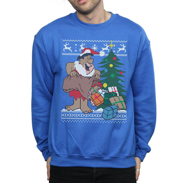 The Flintstones Herr Jul Fair Isle Sweatshirt M Royal Blu Royal Blue M