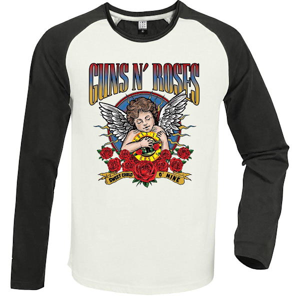 Amplified Unisex Vuxen Sweet Child Guns N Roses Långärmad T-shirt Vintage White/Charcoal M