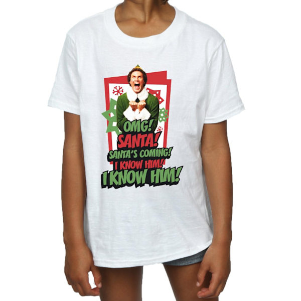 Elf Girls OMG Santa Bomull T-shirt 7-8 år Vit White 7-8 Years