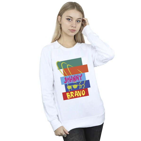 Johnny Bravo Dam/Kvinnor Rektangel Pop Art Sweatshirt XL Vit White XL
