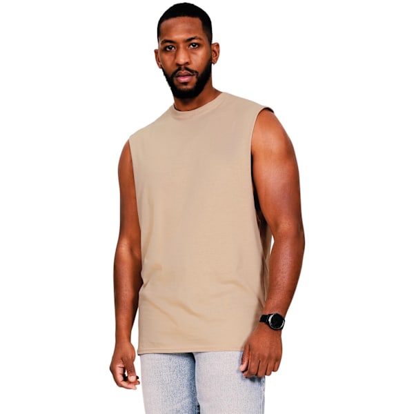 Casual Classics Herr Ringspun Bomull Drop Arm Hål Tank Top M Sand M