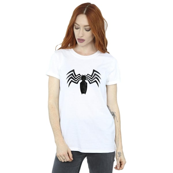 Marvel Womens/Ladies Venom Spider Logo Emblem Bomull Boyfriend White XXL