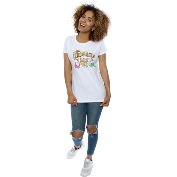 The Flintstones Dam/Kvinnor Grupp Distressed Bomull T-shirt M White M