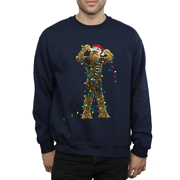Star Wars Chewbacca Julbelysning Sweatshirt L Marinblå Navy Blue L
