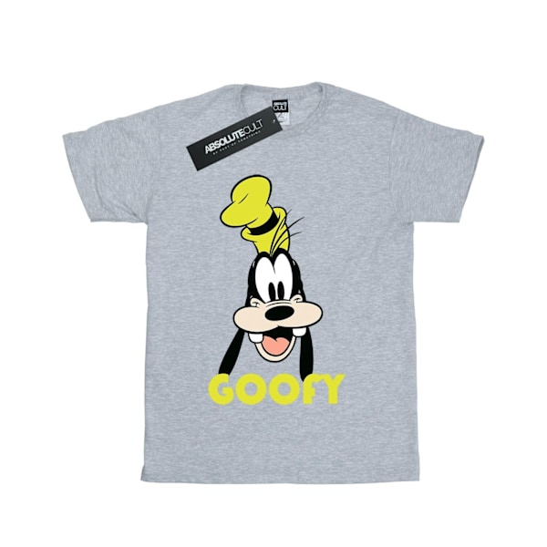 Disney Girls Goofy Face Bomull T-shirt 7-8 År Sports Grey Sports Grey 7-8 Years