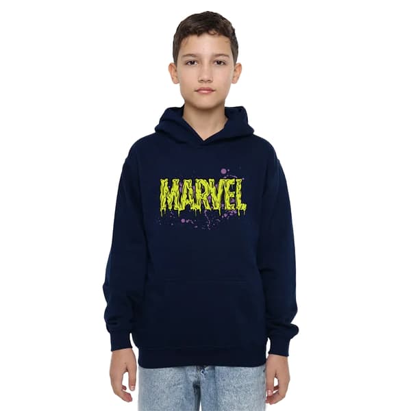 Marvel Barn/Barn Slime Logotyp Pullover Hoodie 12-13 År Marinblå Navy 12-13 Years
