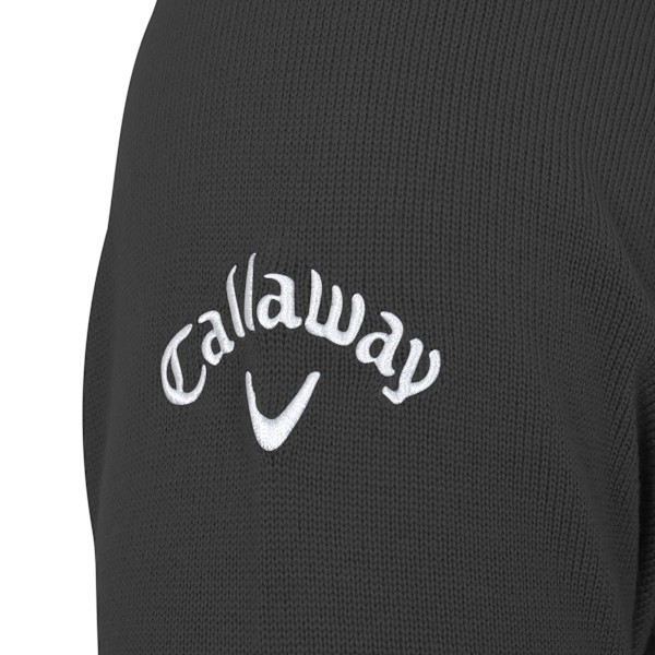 Callaway Ribbstickad V-ringad Merinoulltröja L Svart Onyx Black Onyx L