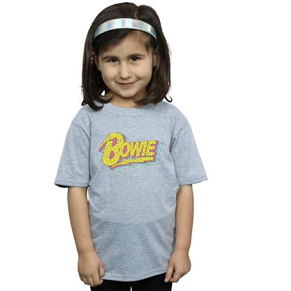 David Bowie Girls Moonlight 90s Logo Bomull T-shirt 7-8 år S Sports Grey 7-8 Years