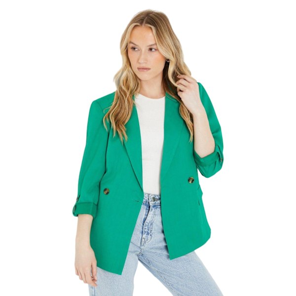 Dorothy Perkins Dam/Dam Pocket Detail Longline Blazer 10 Green 10 UK