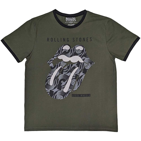 The Rolling Stones Unisex Adult Tongue T-Shirt L Khaki Green/Bl Khaki Green/Black/White L