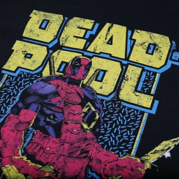 Deadpool Herr 90-tals Arm Långärmad T-shirt L Svart/Gul/Röd Black/Yellow/Red L