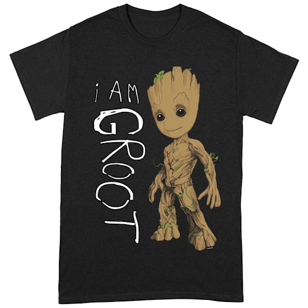 Guardians Of The Galaxy 2 Unisex Vuxen I Am Groot Scribble T-Sh Black/Brown/White M