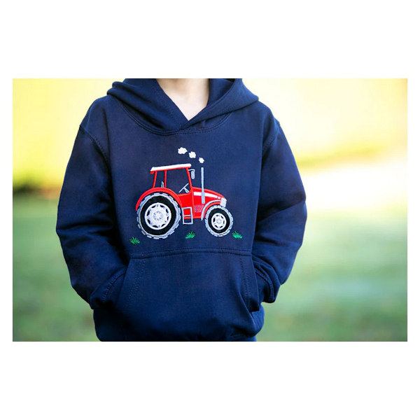 British Country Collection Barnkläder/Barn Traktor Hoodie 9-10 år Navy/Red 9-10 Years