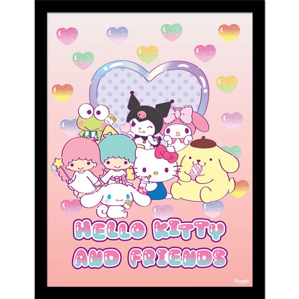 Hello Kitty & Friends Godis Inramad Poster 40cm x 30cm Flerfärgad Multicoloured 40cm x 30cm