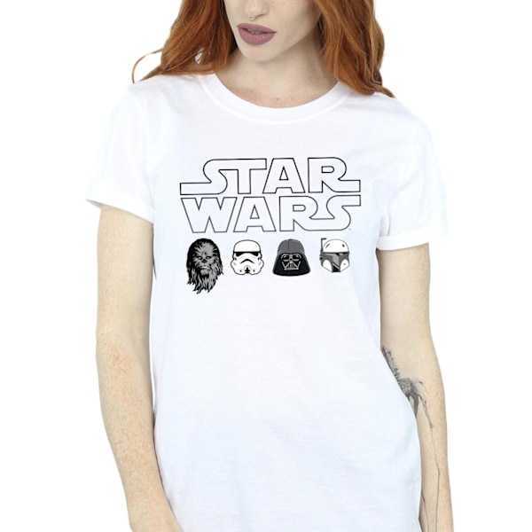 Star Wars Dam/Damer Karaktärhuvuden Bomull Boyfriend T-Shir White 3XL