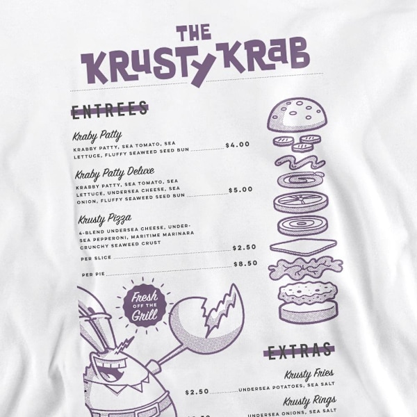 SvampBob Fyrkant Unisex Vuxen Krusty Krab Meny Sweatshirt White M