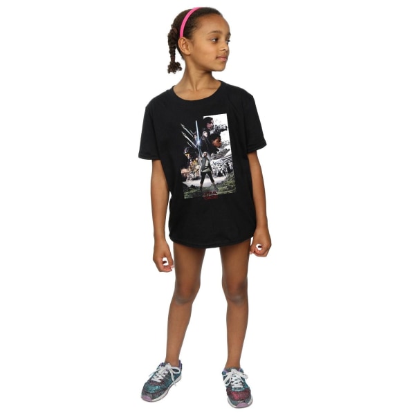 Star Wars Girls The Last Jedi Character Poster Bomulls T-shirt 9 Black 9-11 Years