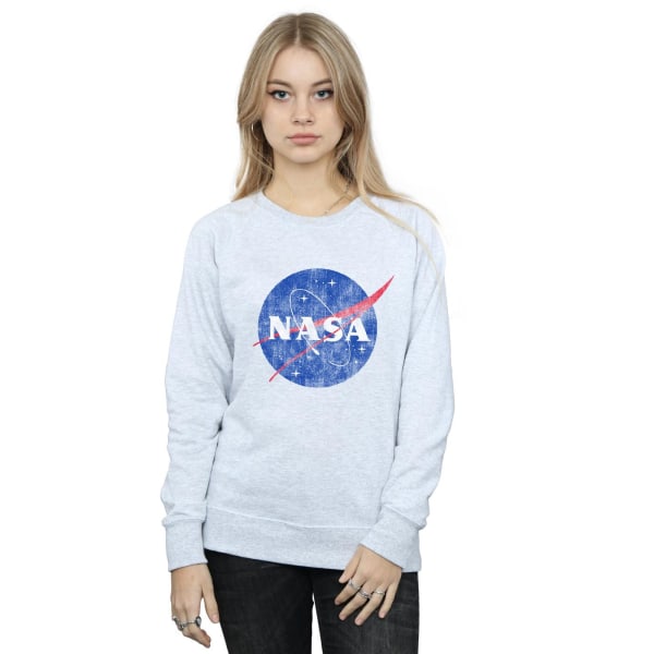 NASA Dam/Damer Insignia Distressed Sweatshirt L Heather Gre Heather Grey L