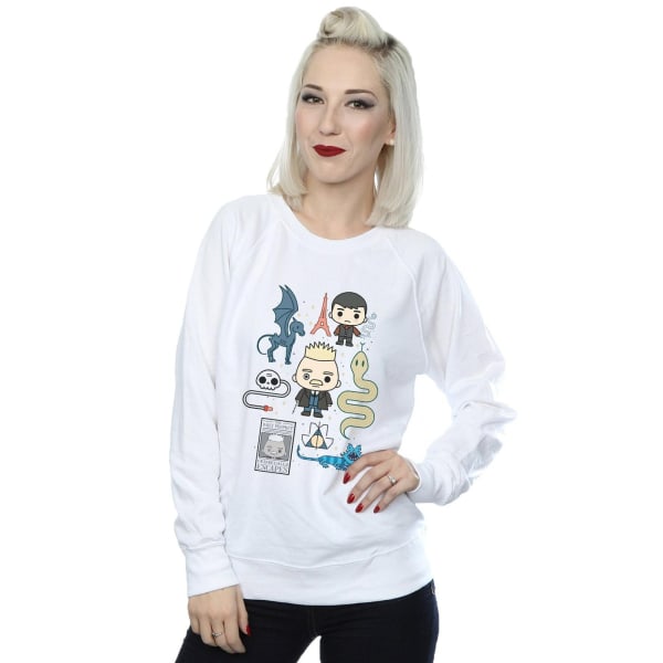 Fantastiska vidunder Kvinnors/Dam Chibi Grindelwald Sweatshirt XL White XL