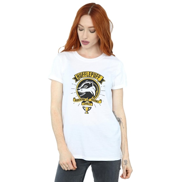 Harry Potter Dam/Damer Hufflepuff Toon Crest Bomull Boyfrie White M