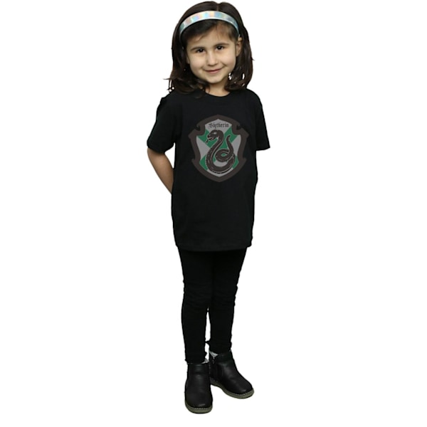 Harry Potter T-shirt med Slytherin-vapen, platt bomull, för flickor, 5-6 år Black 5-6 Years