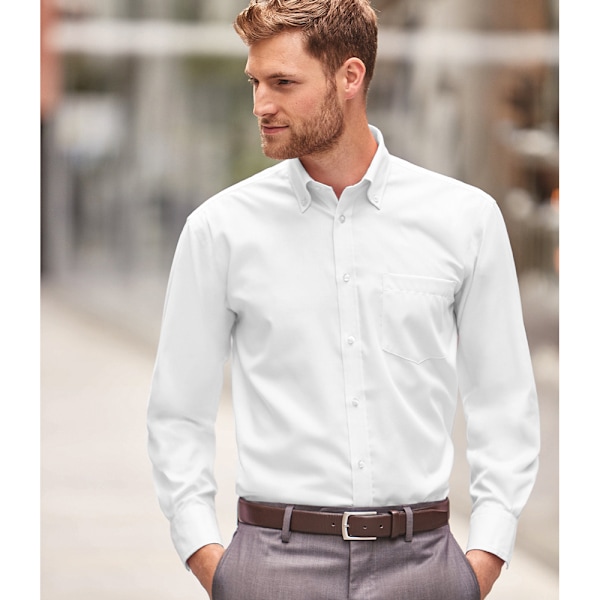Russell Collection Herr Långärmad Ultimate Non-Iron Skjorta 15. White 15.5inch