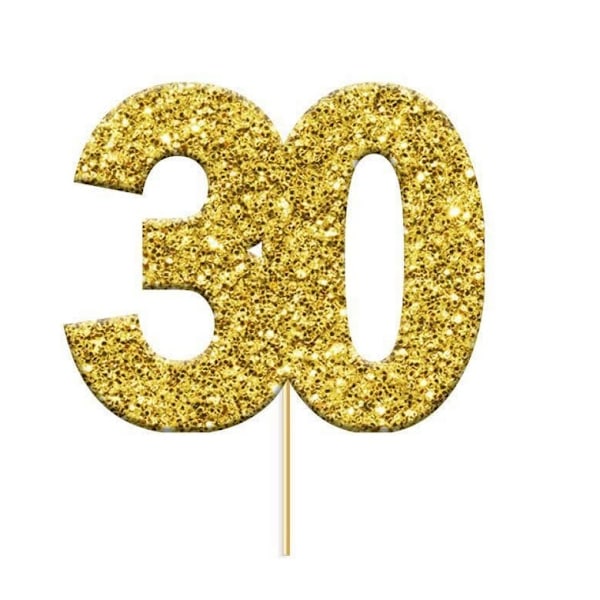 Årsdagshus Glitter 30:e Födelsedagstårta Topper (Paket med 12) Gold One Size