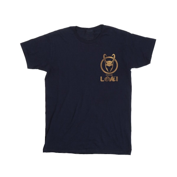 Marvel herr Loki Horn Logo Faux Pocket T-shirt M marinblå Navy Blue M