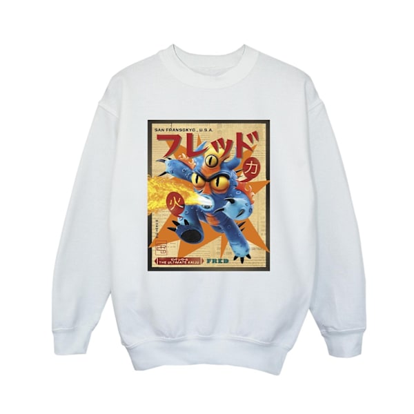 Disney Boys Big Hero 6 Baymax Fred Newspaper Sweatshirt 12-13 år White 12-13 Years