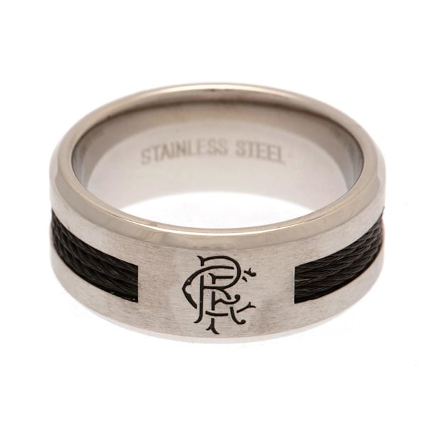 Rangers FC Inlay Ring R Silver/Black Silver/Black R