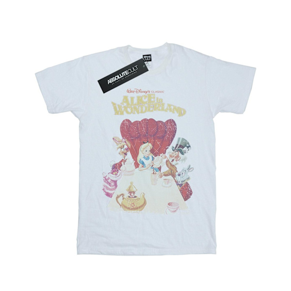Disney Girls Alice In Wonderland Retro Poster Bomull T-Shirt 7- White 7-8 Years
