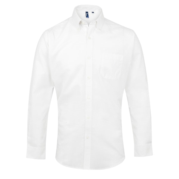 Premier Mens Signature Oxford Långärmad arbetsskjorta 16 Vit White 16