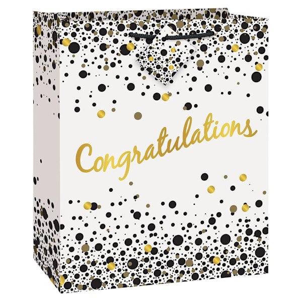 Unik fest prickpapper gratulations presentpåse en storlek vit White/Black/Gold One Size