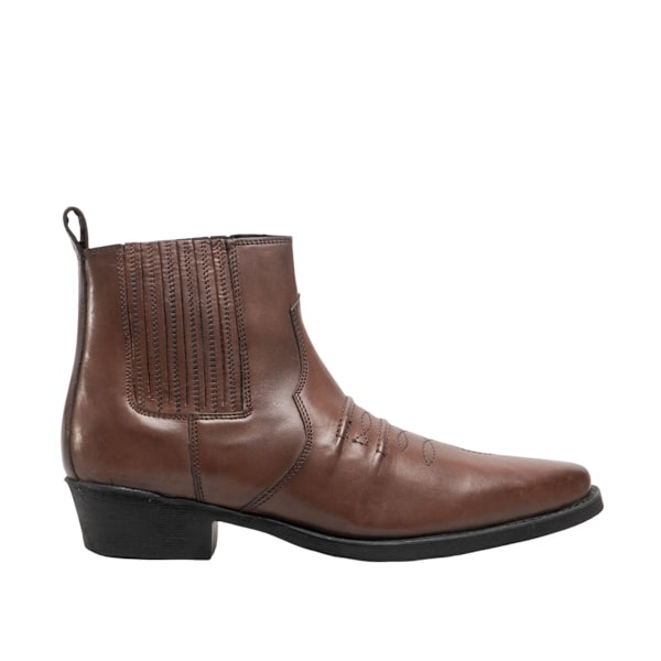 Woodland Herr Distressed Läder Gusset Western Ankle Boots 10 Brown 10 UK
