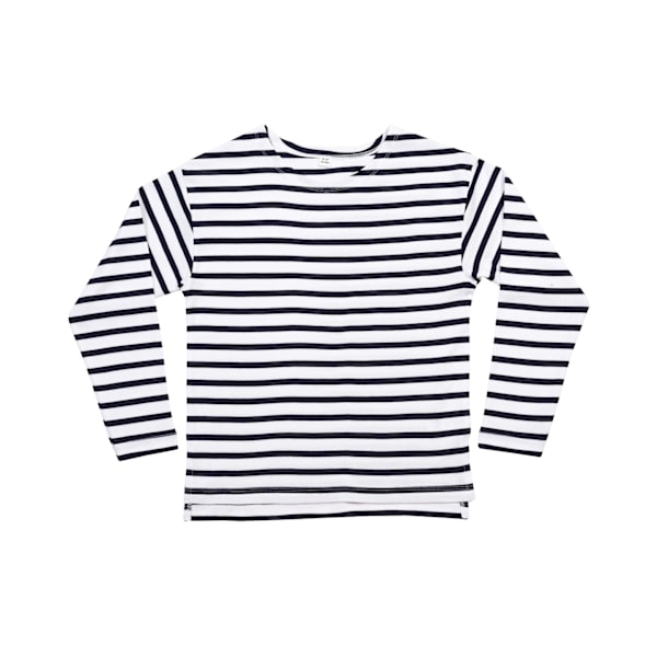 Babybugz Barn/Barn Breton Långärmad T-shirt 12 År Vit/Marinblå White/Navy 12 Years