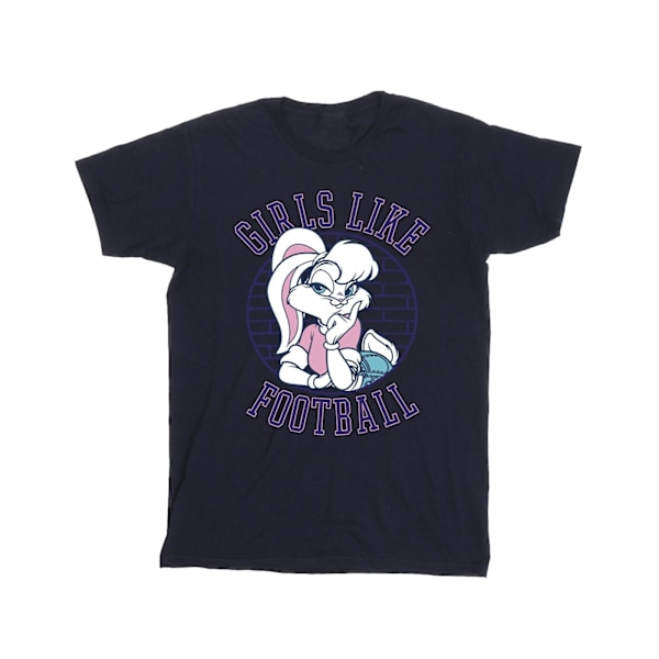 Looney Tunes Girls Lola Bunny Girls Like Football Bomull T-Shir Navy Blue 9-11 Years