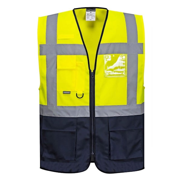 Portwest Herr Warsaw Kontrast Hi-Vis Väst L Gul/Marinblå Yellow/Navy L