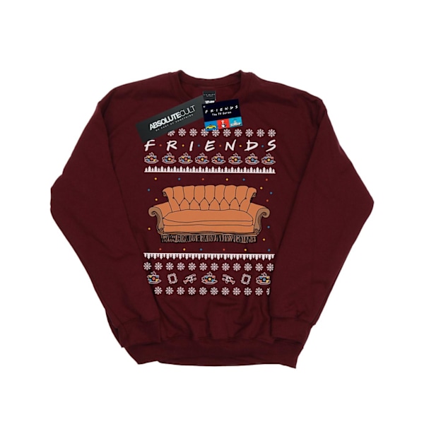 Friends Girls Fair Isle Couch Sweatshirt 9-11 år Bourgogne Burgundy 9-11 Years