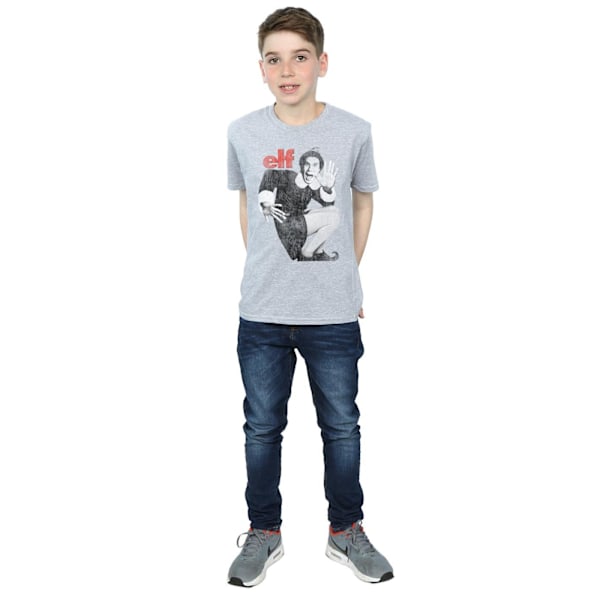 Elf Boys Mono Distressed Poster T-Shirt 7-8 år Sports Grey Sports Grey 7-8 Years