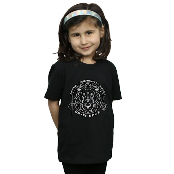 Harry Potter T-shirt i bomull med Gryffindors sigill för flickor 9-11 år, svart Black 9-11 Years
