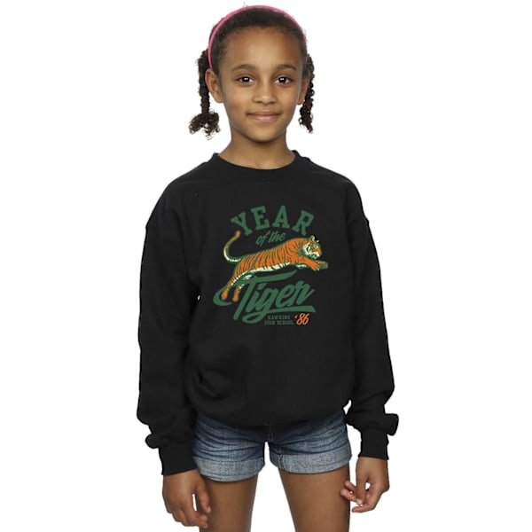 Netflix Girls Stranger Things Hawkins Year of The Tiger 86 Sweatshirt Black 12-13 Years