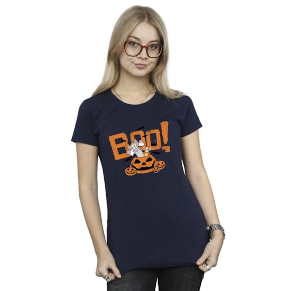 Tom & Jerry Dam/Damer Halloween Boo! Bomull T-shirt M Marinblå Navy Blue M