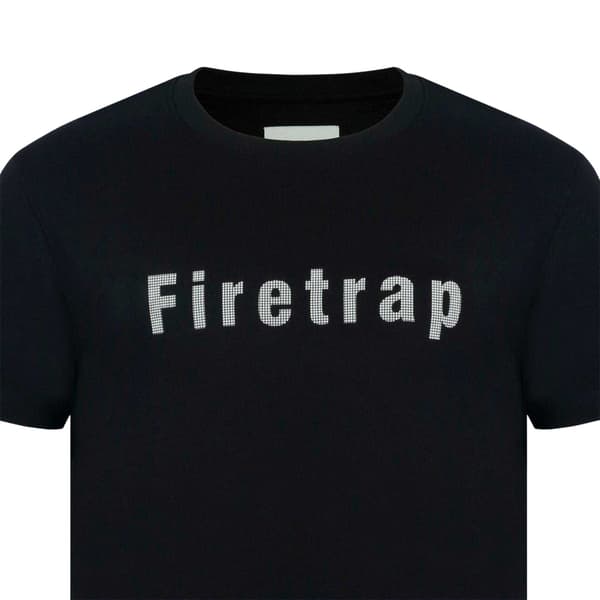 Firetrap Herr Logotyp T-shirt i Bomull M Svart Black M