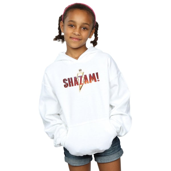 DC Comics Girls Shazam Movie Logo Hoodie 5-6 år Vit White 5-6 Years